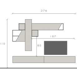 Garnero Arredamenti Parete attrezzata sospesa 276x210h cm moderna beige ossido rovere chiaro Sunset 79 Outlet