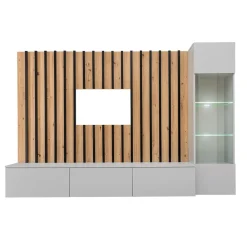 Garnero Arredamenti Parete attrezzata sospesa 220x148h cm nero rovere grigio perla Violina Hot