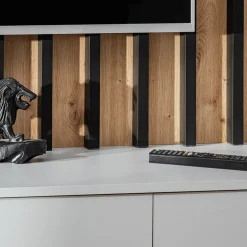 Garnero Arredamenti Parete attrezzata sospesa 220x148h cm nero rovere grigio perla Violina Hot