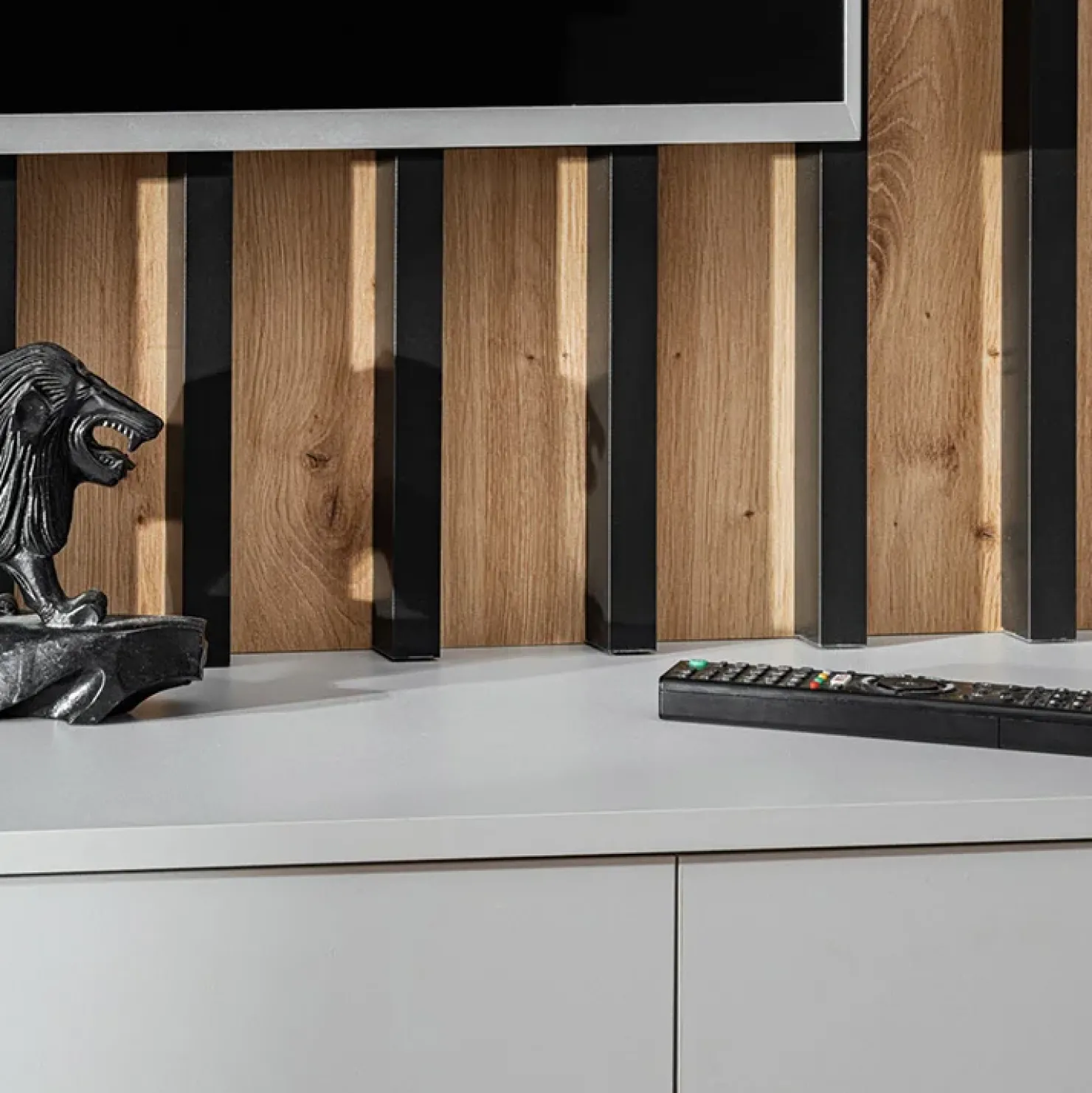 Garnero Arredamenti Parete attrezzata sospesa 220x148h cm nero rovere grigio perla Violina Hot