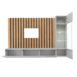 Garnero Arredamenti Parete attrezzata sospesa 220x148h cm nero rovere grigio perla Violina Hot