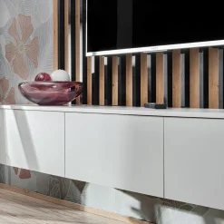 Garnero Arredamenti Parete attrezzata sospesa 220x148h cm nero rovere grigio perla Violina Hot