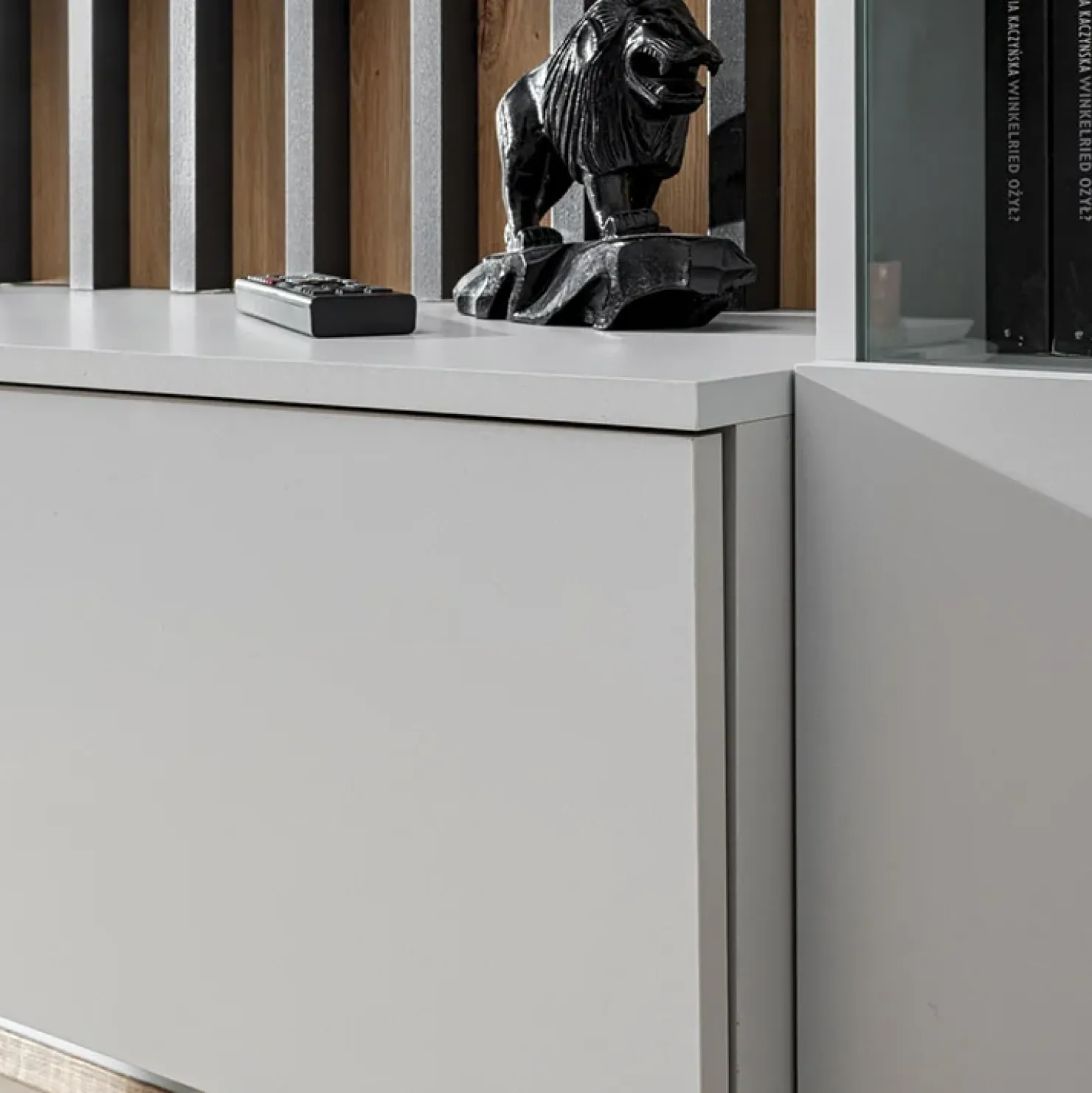 Garnero Arredamenti Parete attrezzata sospesa 220x148h cm nero rovere grigio perla Violina Hot