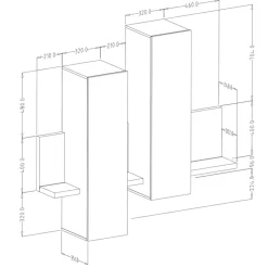 Garnero Arredamenti Parete attrezzata 219x 205h cm soggiorno antracite spatolato noce Megan Gihome® Noce - Antracite New