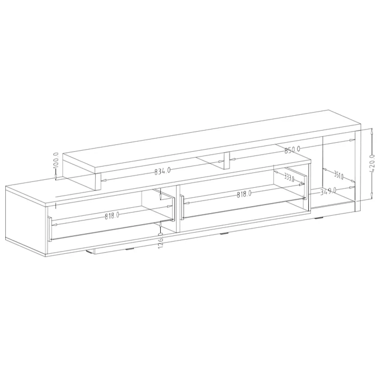 Garnero Arredamenti Parete attrezzata 219x 205h cm soggiorno antracite spatolato noce Megan Gihome® Noce - Antracite New