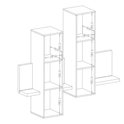 Garnero Arredamenti Parete attrezzata 219x 205h cm soggiorno antracite spatolato noce Megan Gihome® Noce - Antracite New
