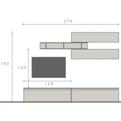 Garnero Arredamenti Parete attrezzata 276x190cm bianco lucido rovere scuro Sunset 21 Noce - Bianco Lucido Discount