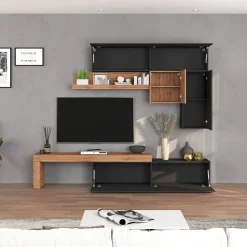 Garnero Arredamenti Parete attrezzata 270x200h cm antracite rovere Block 2 Antracite - Rovere Discount