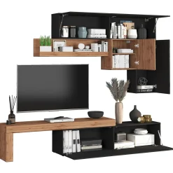 Garnero Arredamenti Parete attrezzata 270x200h cm antracite rovere Block 2 Antracite - Rovere Discount