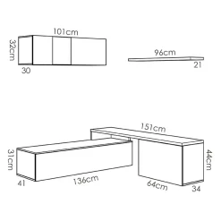 Garnero Arredamenti Parete attrezzata 201x143h cm angolare rovere bianco Sahara Gihome® Discount