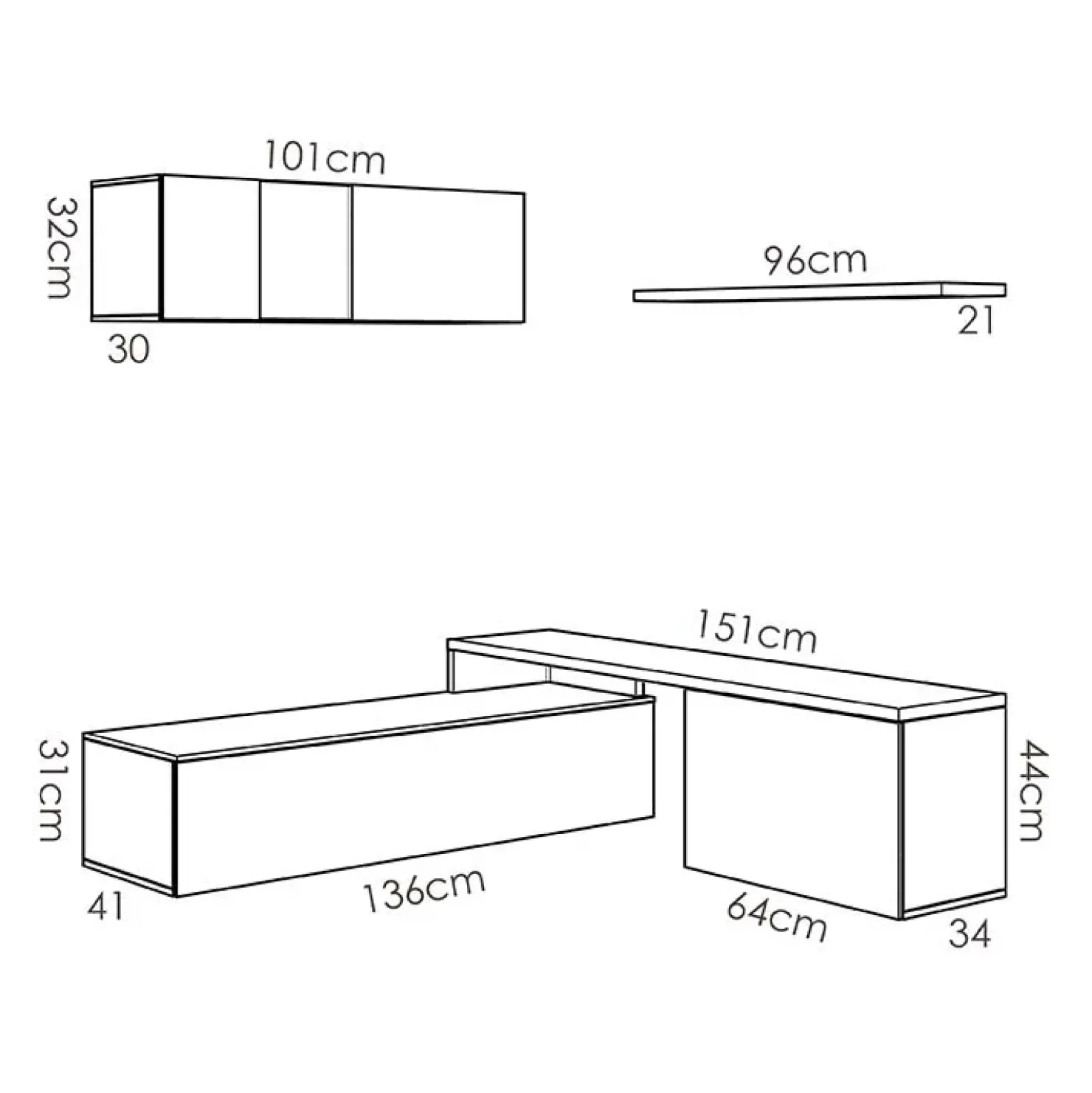 Garnero Arredamenti Parete attrezzata 201x143h cm angolare rovere bianco Sahara Gihome® Discount