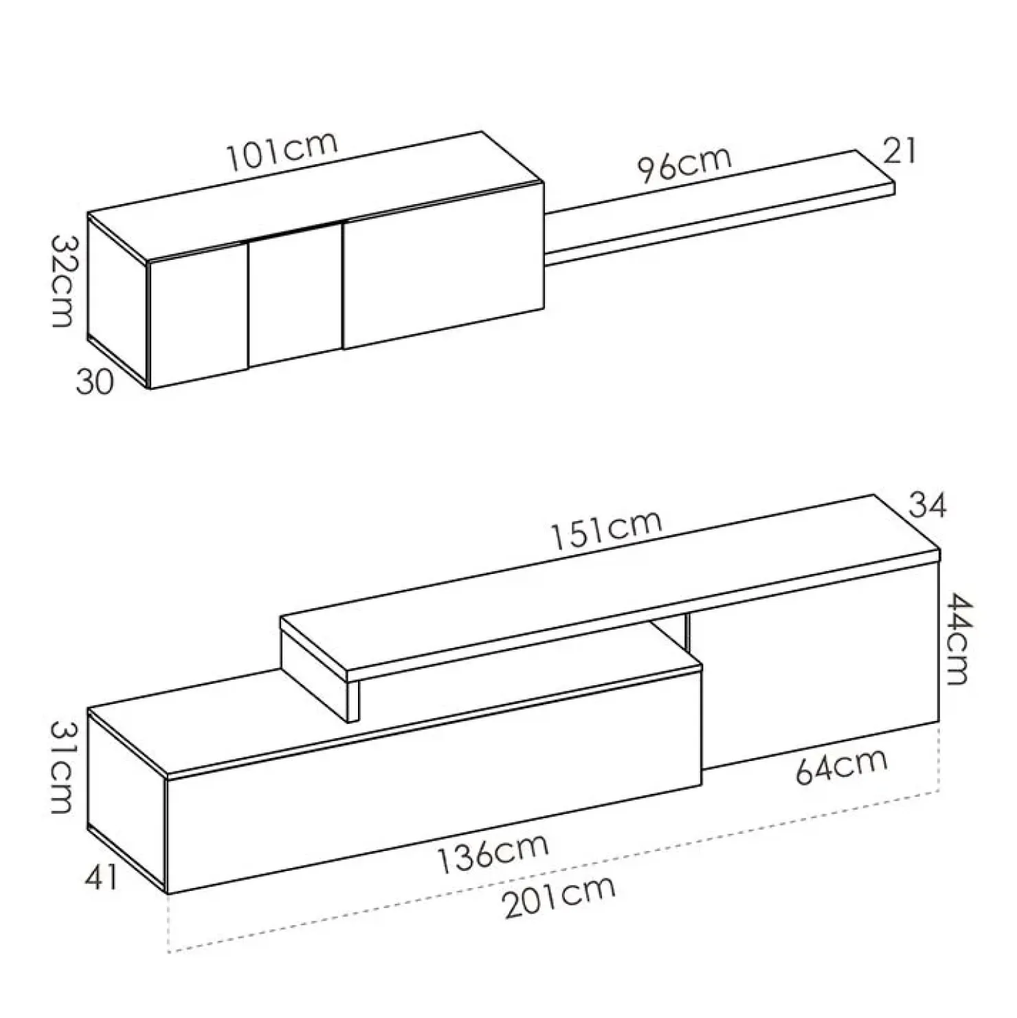 Garnero Arredamenti Parete attrezzata 201x143h cm angolare rovere bianco Sahara Gihome® Discount