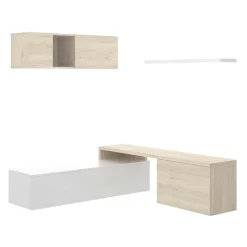 Garnero Arredamenti Parete attrezzata 201x143h cm angolare rovere bianco Sahara Gihome® Discount