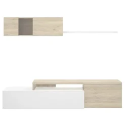 Garnero Arredamenti Parete attrezzata 201x143h cm angolare rovere bianco Sahara Gihome® Discount