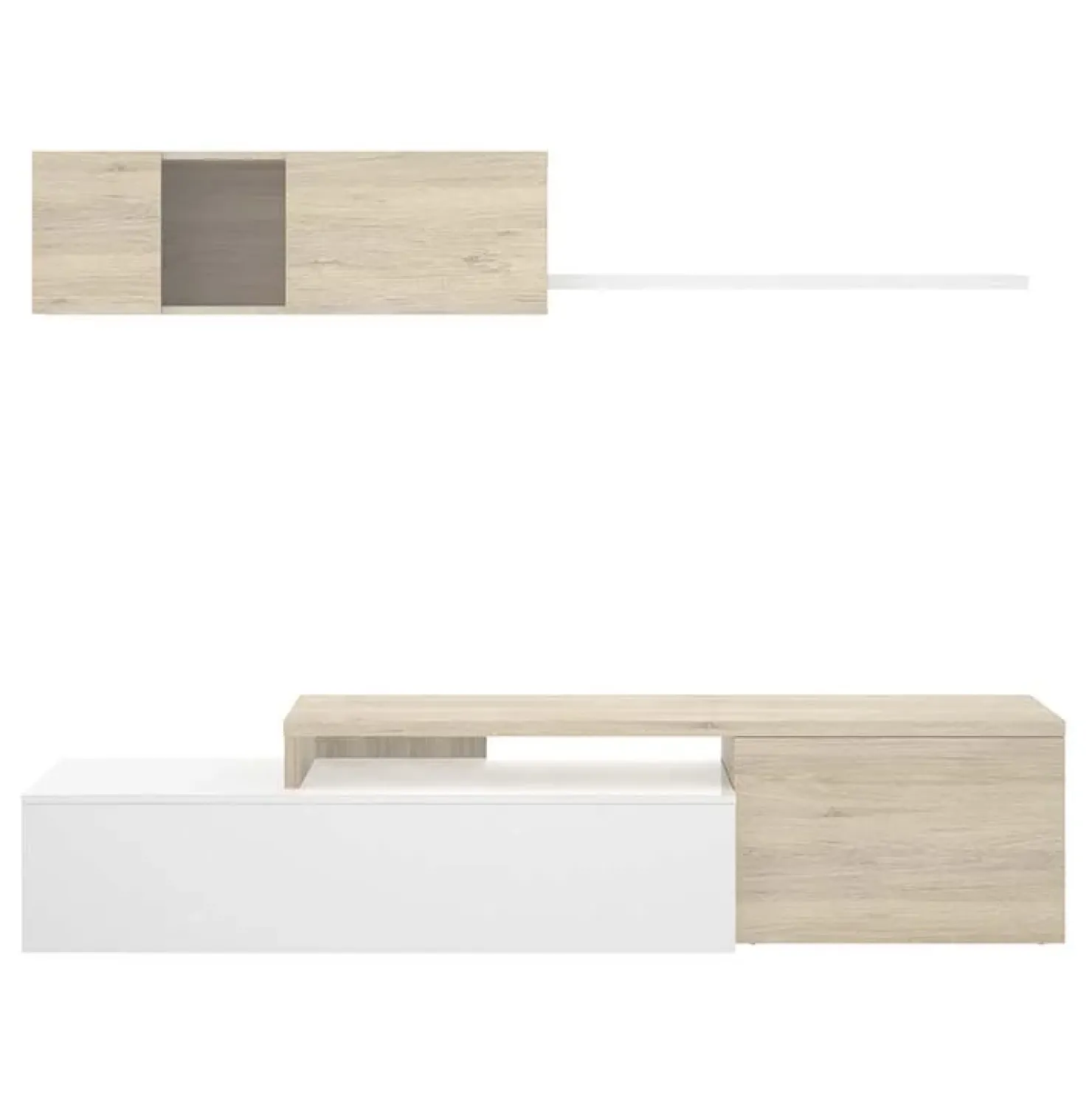 Garnero Arredamenti Parete attrezzata 201x143h cm angolare rovere bianco Sahara Gihome® Discount