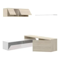 Garnero Arredamenti Parete attrezzata 201x143h cm angolare rovere bianco Sahara Gihome® Discount