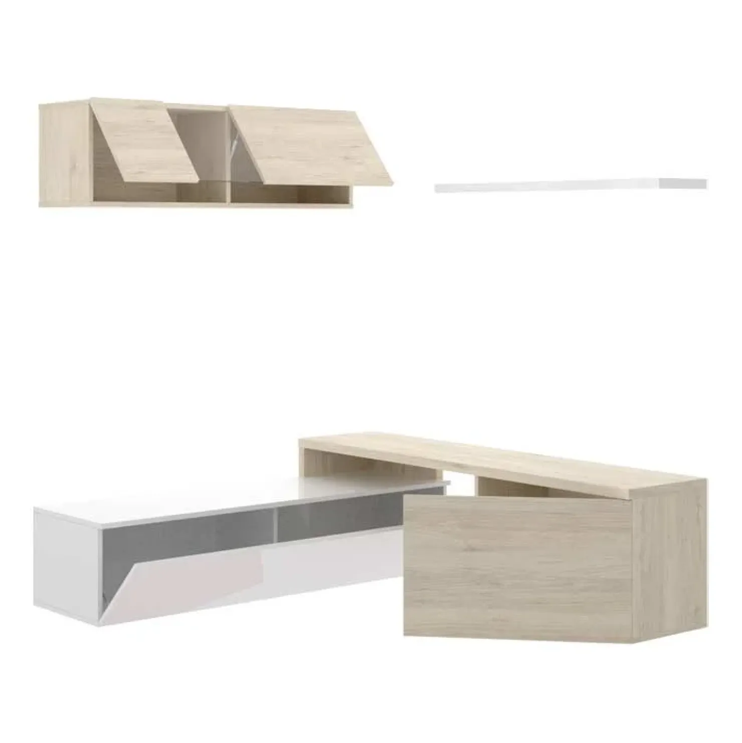 Garnero Arredamenti Parete attrezzata 201x143h cm angolare rovere bianco Sahara Gihome® Discount