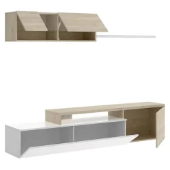 Garnero Arredamenti Parete attrezzata 201x143h cm angolare rovere bianco Sahara Gihome® Discount