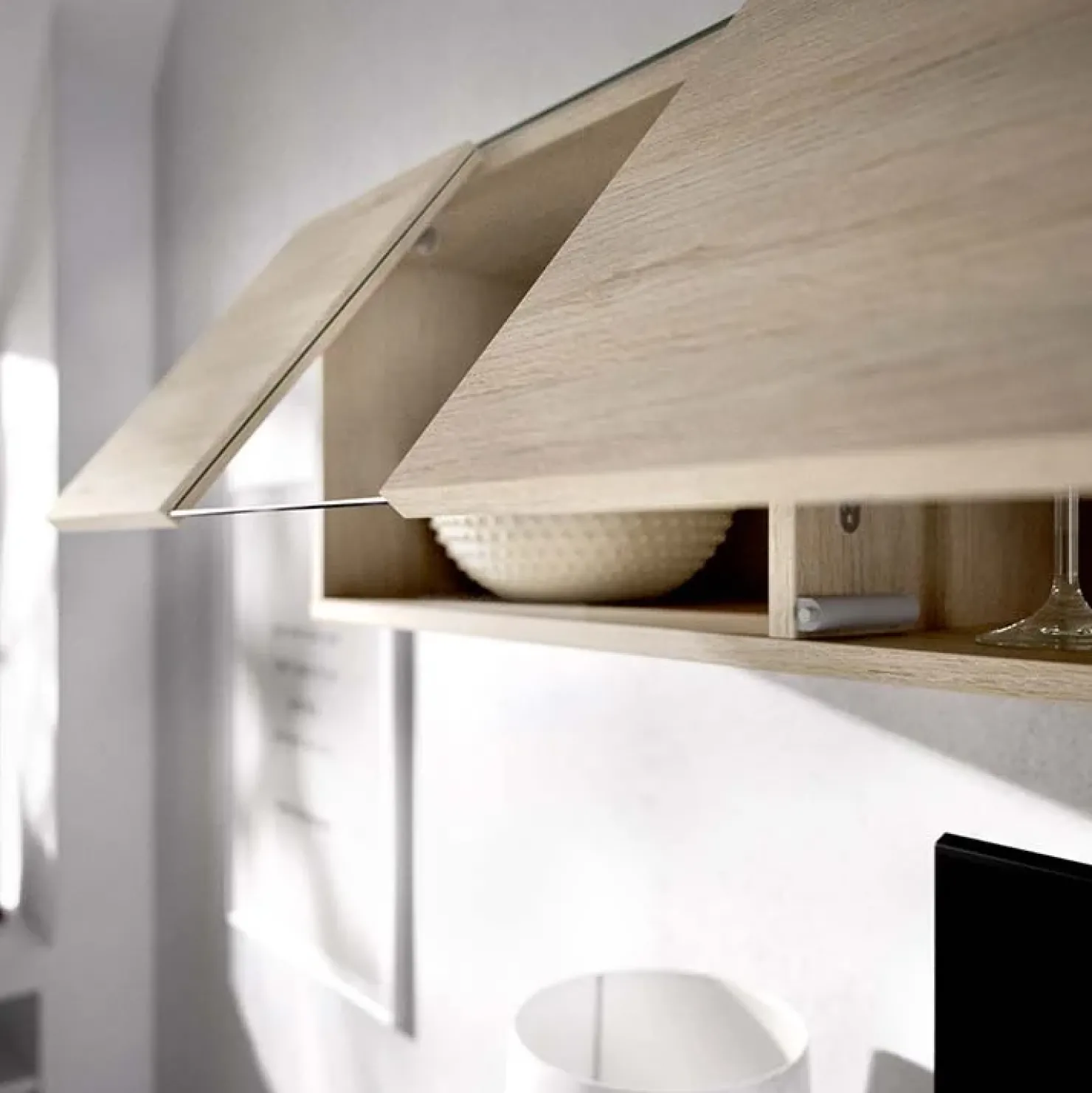 Garnero Arredamenti Parete attrezzata 201x143h cm angolare rovere bianco Sahara Gihome® Discount