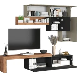 Garnero Arredamenti Parete attrezzata 270x200h cm antracite tortora rovere Block 2 Tortora - Antracite New