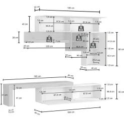 Garnero Arredamenti Parete attrezzata 270x200h cm antracite tortora rovere Block 2 Tortora - Antracite New