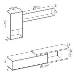 Garnero Arredamenti Parete attrezzata 180x220h cm angolare moderna rovere bianco lucido Flip Best