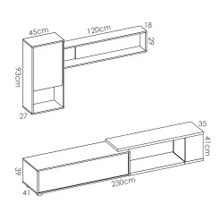 Garnero Arredamenti Parete attrezzata 180x220h cm angolare moderna rovere bianco lucido Flip Best