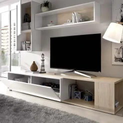 Garnero Arredamenti Parete attrezzata 180x220h cm angolare moderna rovere bianco lucido Flip Best