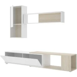 Garnero Arredamenti Parete attrezzata 180x220h cm angolare moderna rovere bianco lucido Flip Best