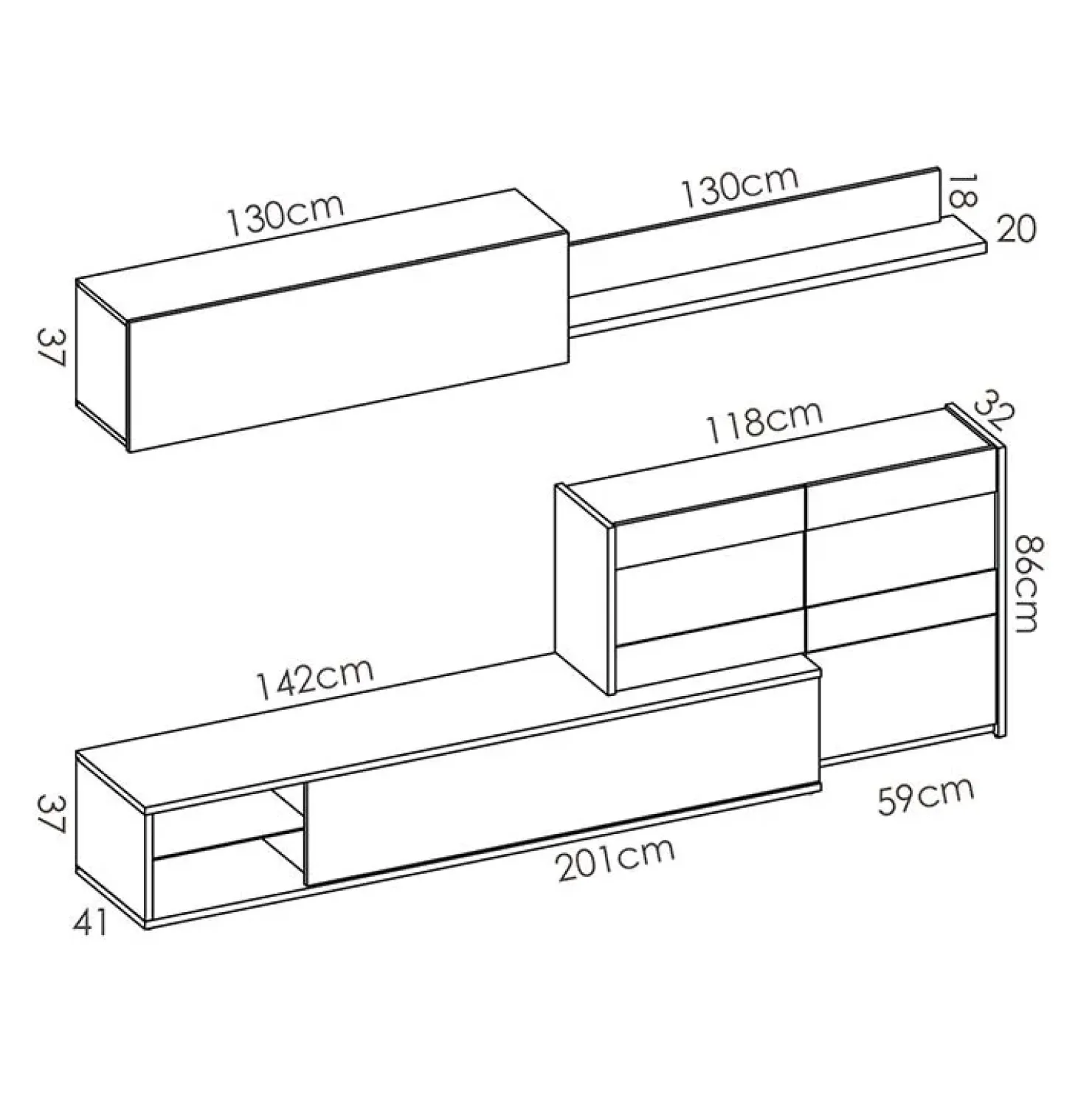 Garnero Arredamenti Parete attrezzata 260x183h cm angolare reversibile con led rovere bianco lucido Emily Outlet
