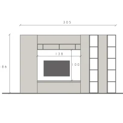 Garnero Arredamenti Parete attrezzata 305x186h cm bianco lucido rovere chiaro Sunset 36 Rovere - Bianco Lucido New