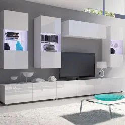 Garnero Arredamenti Parete attrezzata 300x190h cm bianco lucido Mons 2