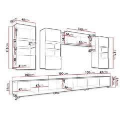 Garnero Arredamenti Parete attrezzata 300x190h cm bianco lucido Mons 2
