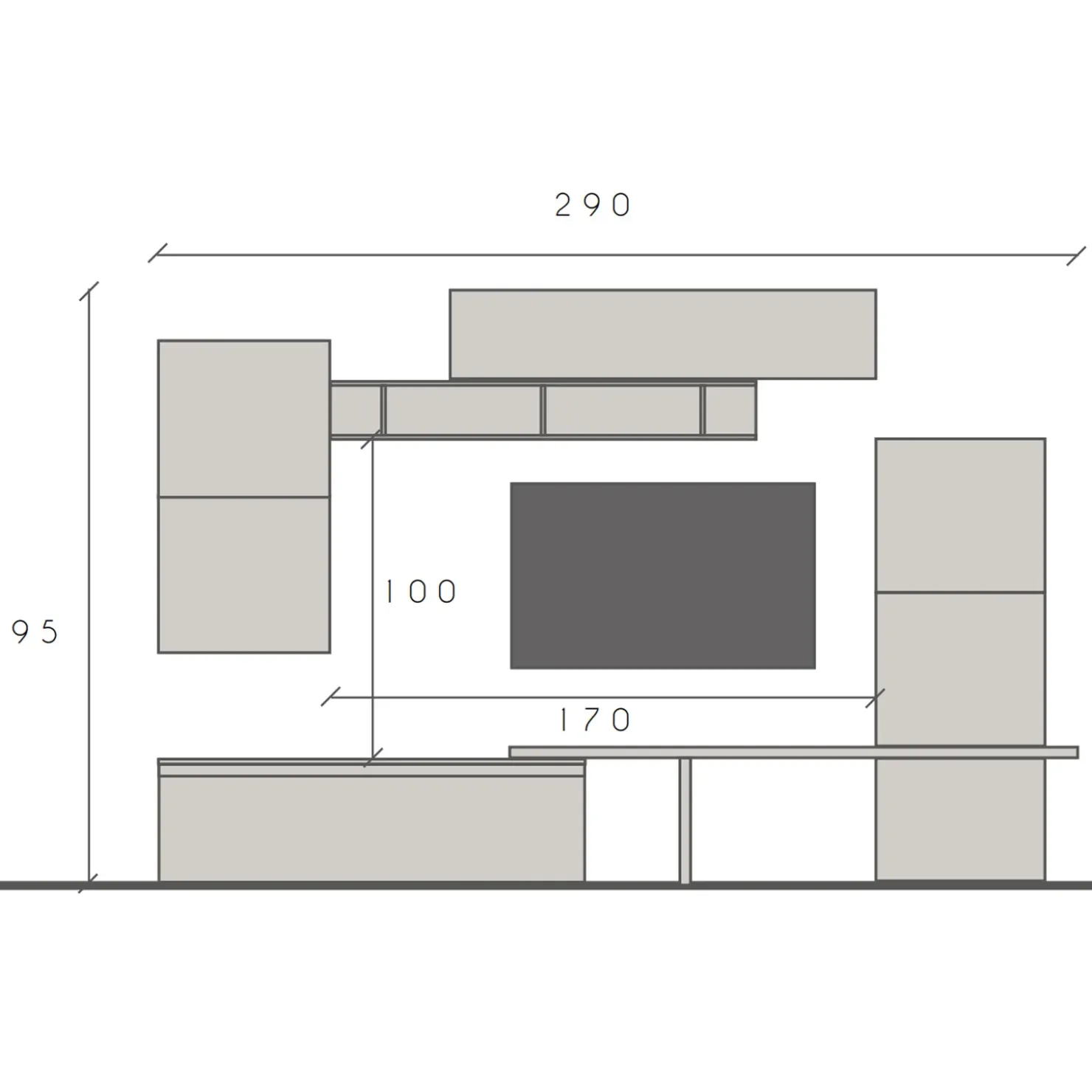Garnero Arredamenti Parete attrezzata 320x195h cm bianco lucido rovere chiaro Sunset 19 Rovere - Bianco Lucido Outlet