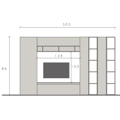 Garnero Arredamenti Parete attrezzata 305x186h cm bianco lucido rovere scuro Sunset 36 Noce - Bianco Lucido Sale