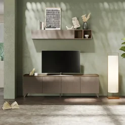 Garnero Arredamenti Parete attrezzata 241x165h cm bronzo rovere scuro Jonson Tortora - Noce Sale