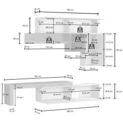 Garnero Arredamenti Parete attrezzata 270x200h cm bianco lucido rovere Block 2 Bianco Lucido - Rovere Discount