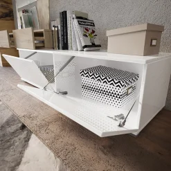 Garnero Arredamenti Parete attrezzata 205x200h cm bianco lucido con pannello cannettato rovere Rovella Sale