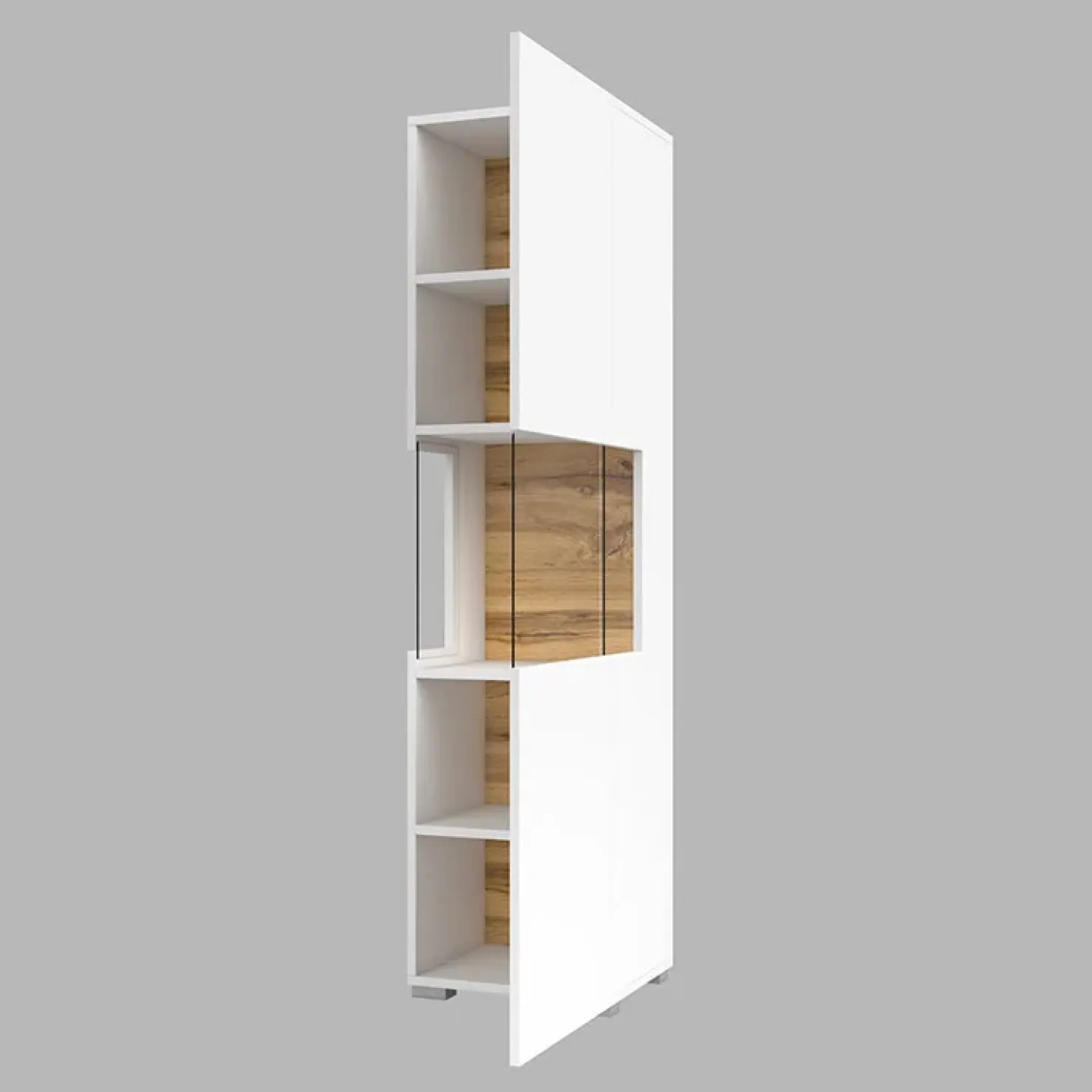 Garnero Arredamenti Parete attrezzata 226x140h cm bianco rovere Fusion 2 Bianco Opaco