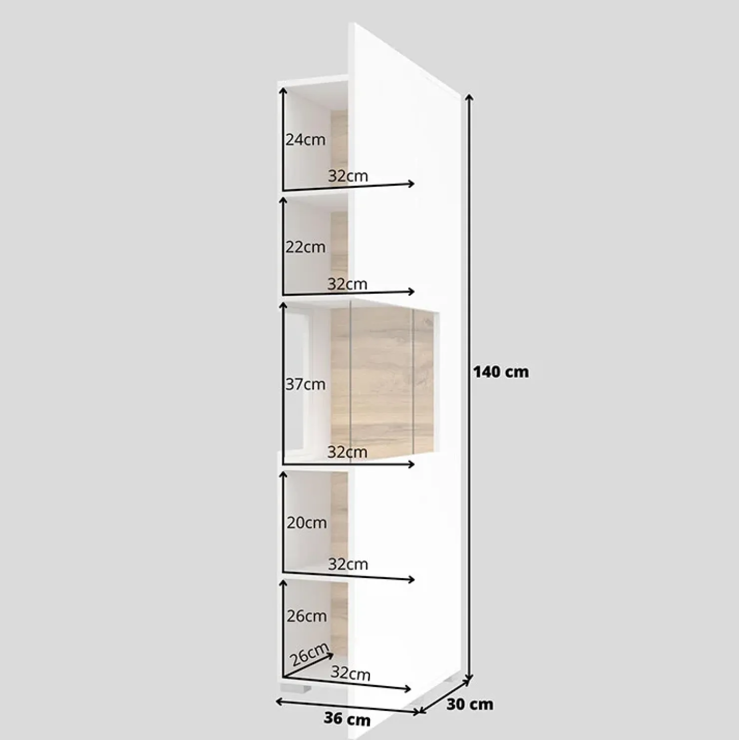 Garnero Arredamenti Parete attrezzata 226x140h cm bianco rovere Fusion 2 Bianco Opaco