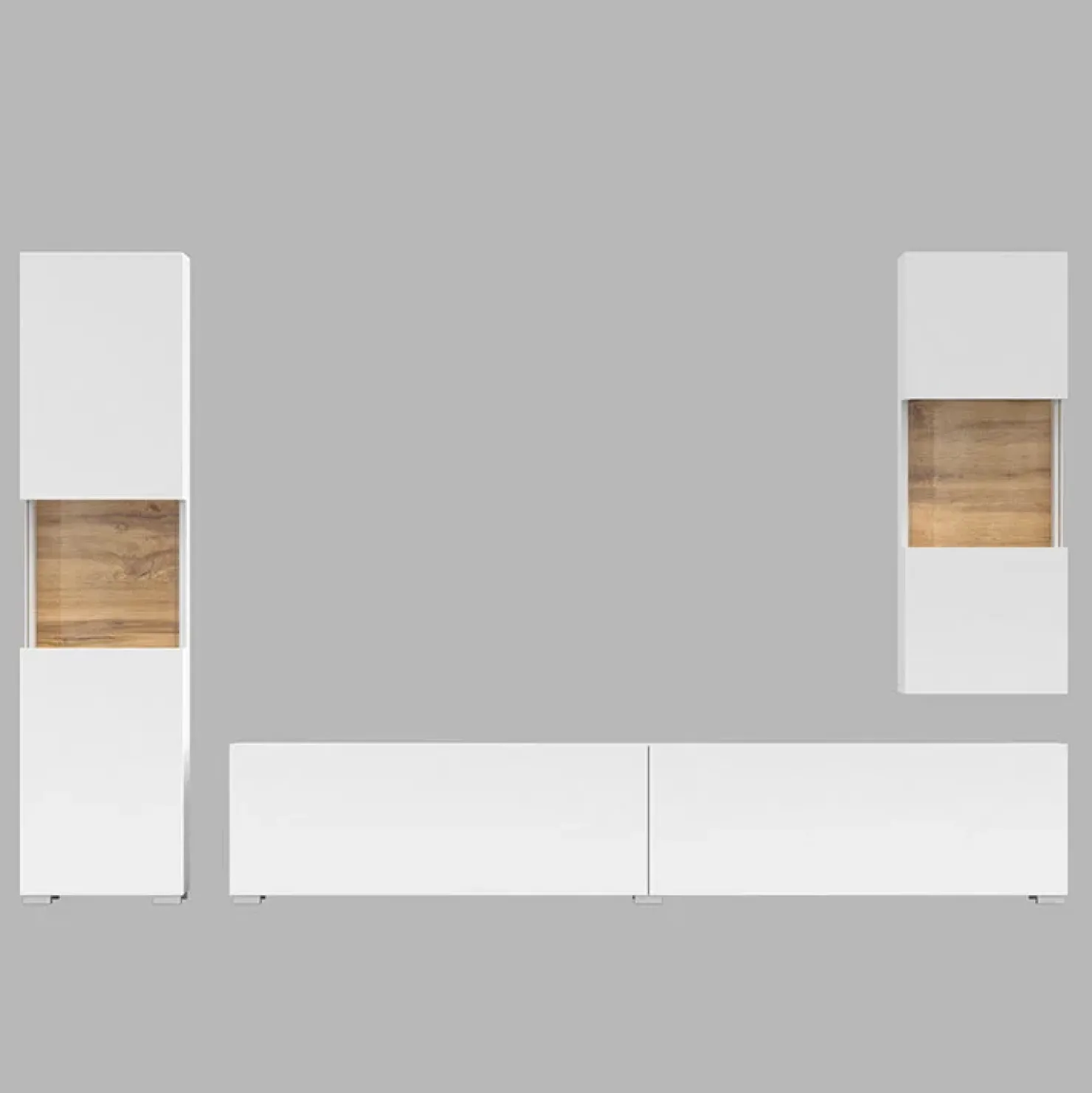 Garnero Arredamenti Parete attrezzata 226x140h cm bianco rovere Fusion 2 Bianco Opaco