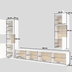Garnero Arredamenti Parete attrezzata 226x140h cm bianco rovere Fusion 2 Bianco Opaco