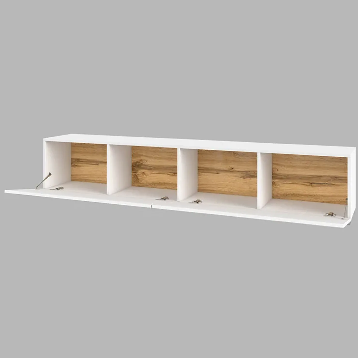 Garnero Arredamenti Parete attrezzata 226x140h cm bianco rovere Fusion 2 Bianco Opaco