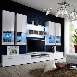 Garnero Arredamenti Parete attrezzata 303x190h cm bianco opaco e lucido Baltimora Gihome® Bianco Lucido Online