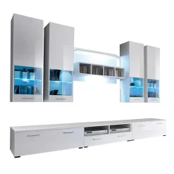 Garnero Arredamenti Parete attrezzata 303x190h cm bianco opaco e lucido Baltimora Gihome® Bianco Lucido Online