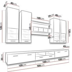 Garnero Arredamenti Parete attrezzata 303x190h cm bianco opaco e lucido Baltimora Gihome® Bianco Lucido Online