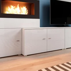 Garnero Arredamenti Parete attrezzata 288x170h cm bianca camino bioetanolo Olympo Bianco Opaco Online