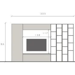 Garnero Arredamenti Parete attrezzata 305x186h cm bianco lucido grigio Sunset 10 Grigio - Bianco Lucido