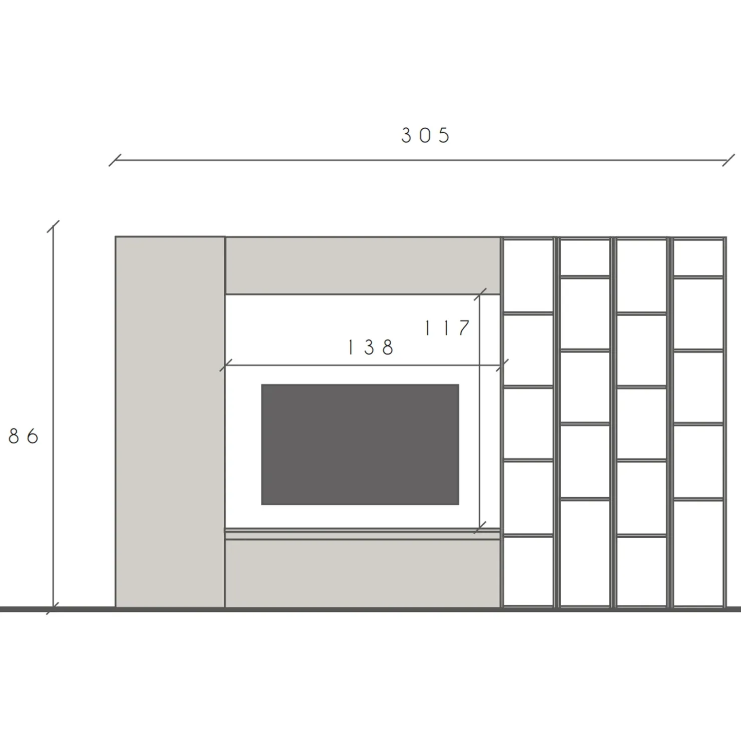 Garnero Arredamenti Parete attrezzata 305x186h cm bianco lucido grigio Sunset 10 Grigio - Bianco Lucido
