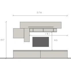 Garnero Arredamenti Parete attrezzata 276x187h cm bianco lucido rovere chiaro Sunset 17 Rovere - Bianco Lucido Discount